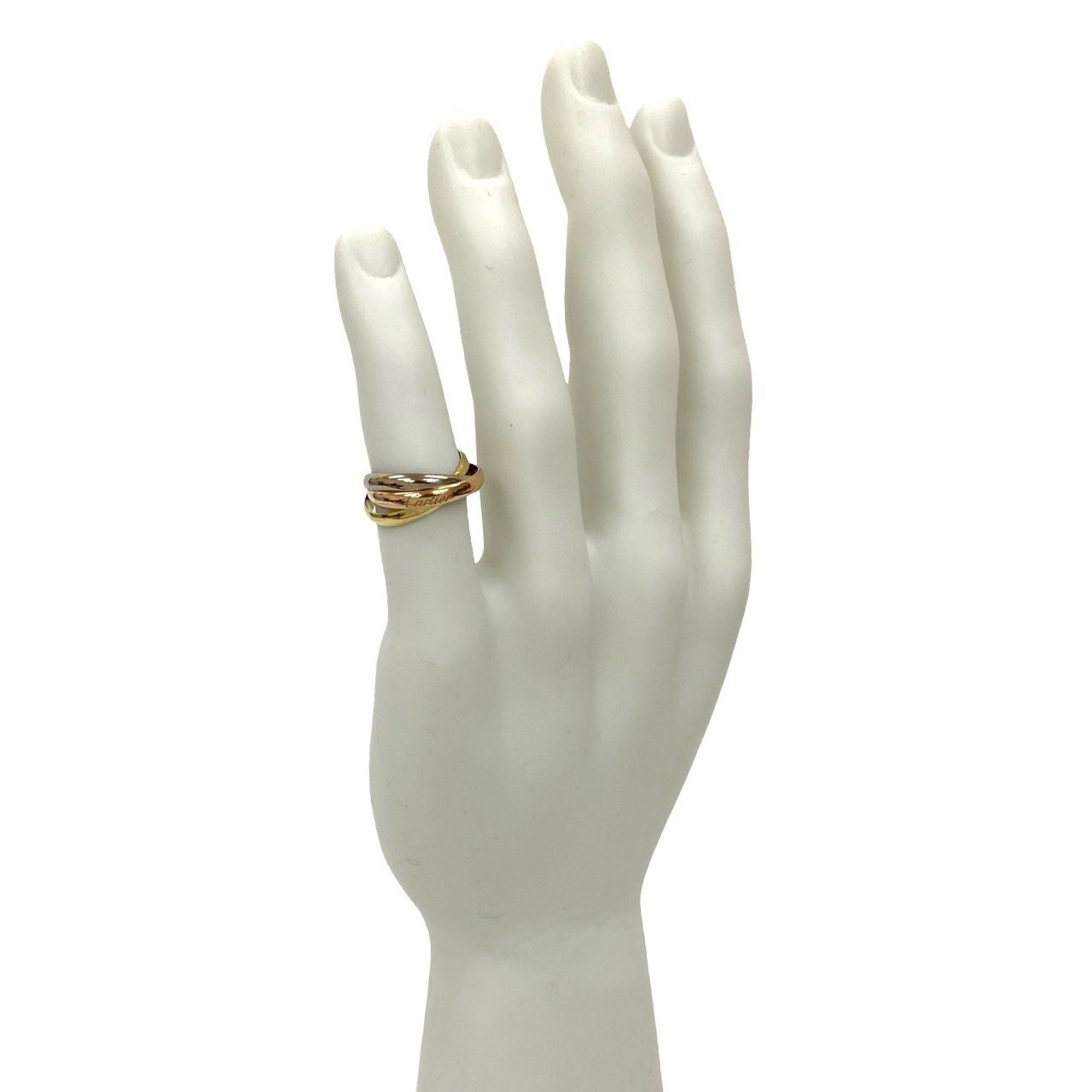 CARTIER Trinity Ring, 3-Row, Size 10, 18K Yellow Gold, White and Pink 1028c