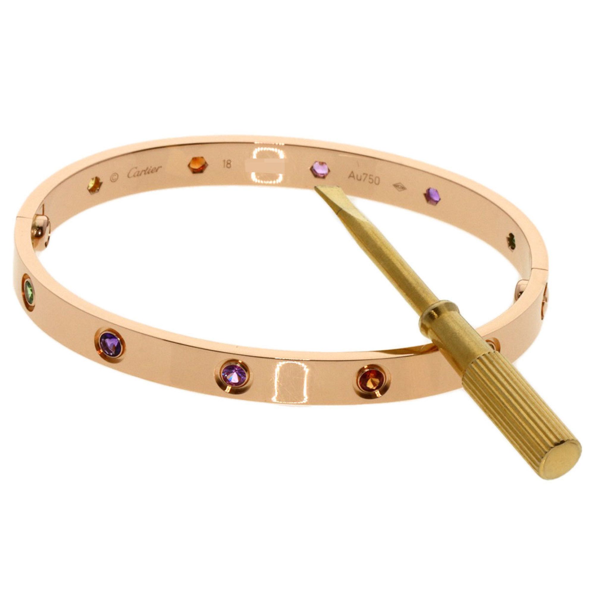 Cartier Love Bracelet, Multicolor Stones with Screwdriver, #18, 18K Pink Gold, Women's, CARTIER