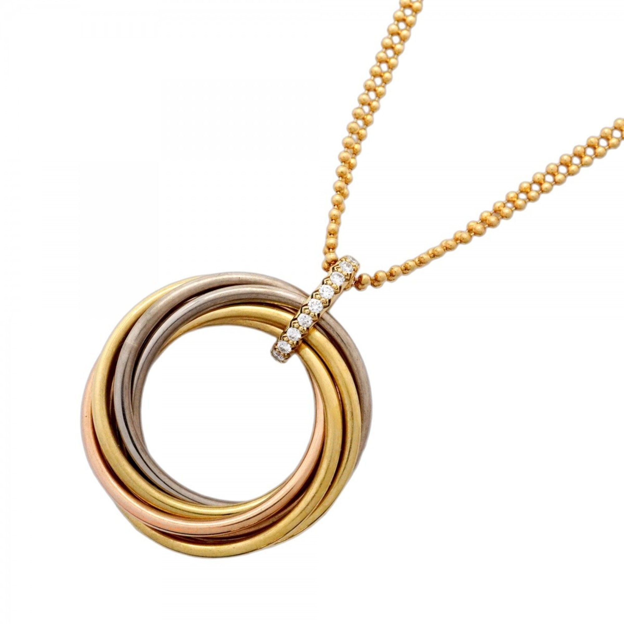 Cartier Trinity 7-row necklace in 18K Yellow Gold, White Pink and Diamonds for women