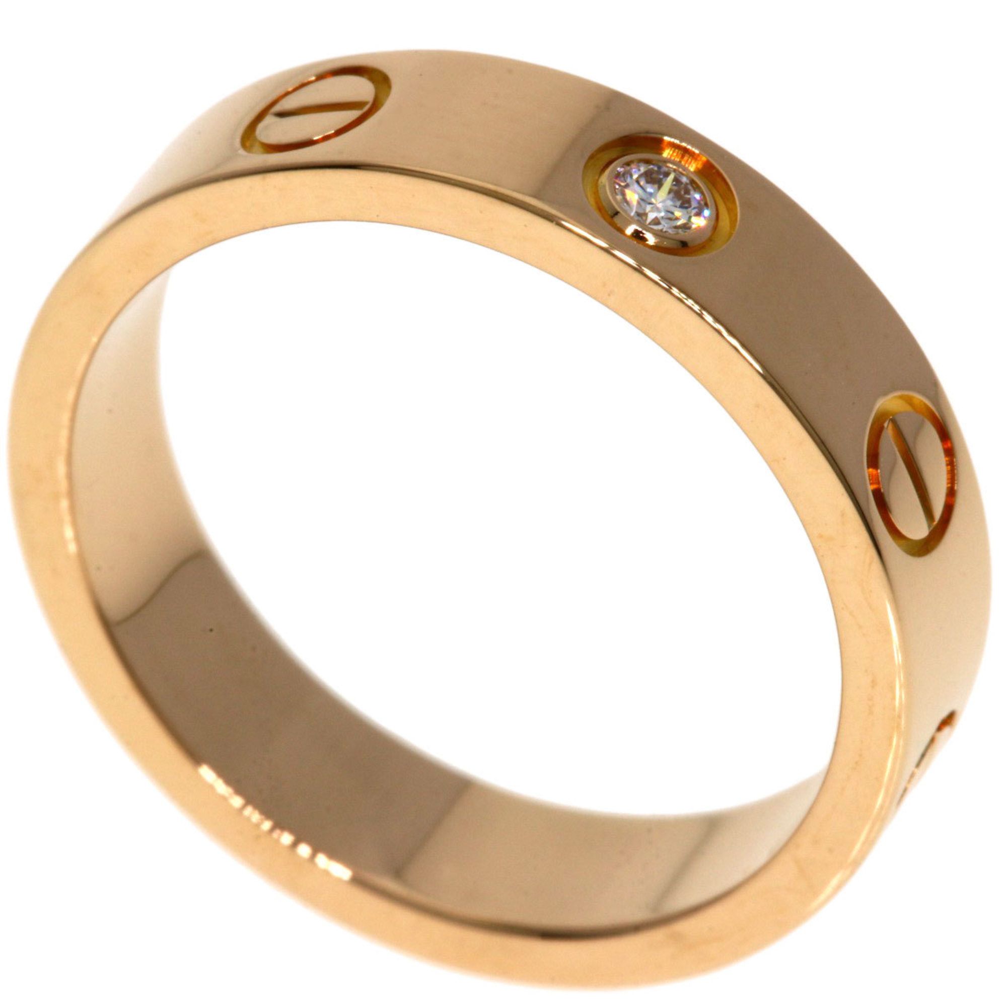 Cartier Mini Love Ring, 1 Diamond, #47, 18K Pink Gold, Women's