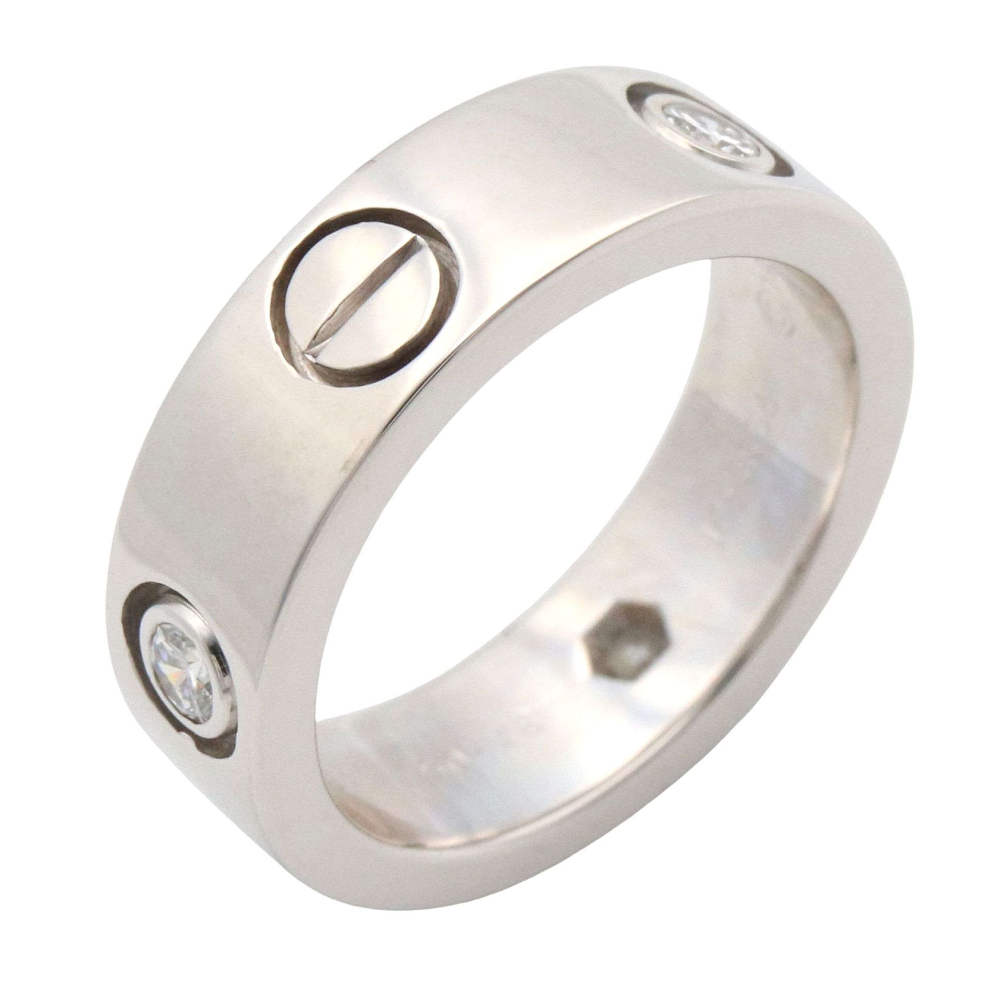 Cartier Love Ring 3PD, 18K White Gold with Diamonds, Clear, for Women