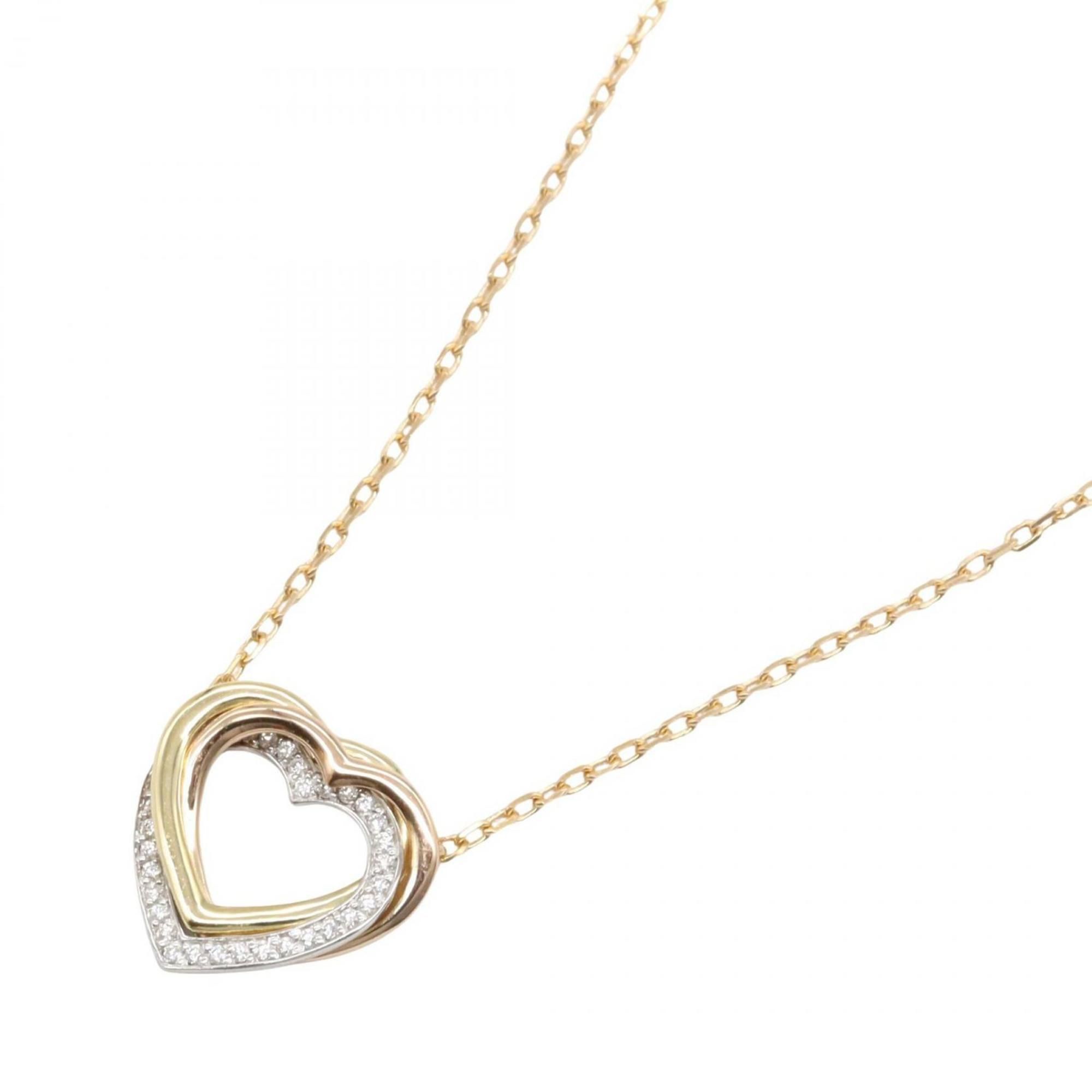 Cartier Trinity Heart Diamond Necklace, available in 18K yellow gold, white or pink gold. Available