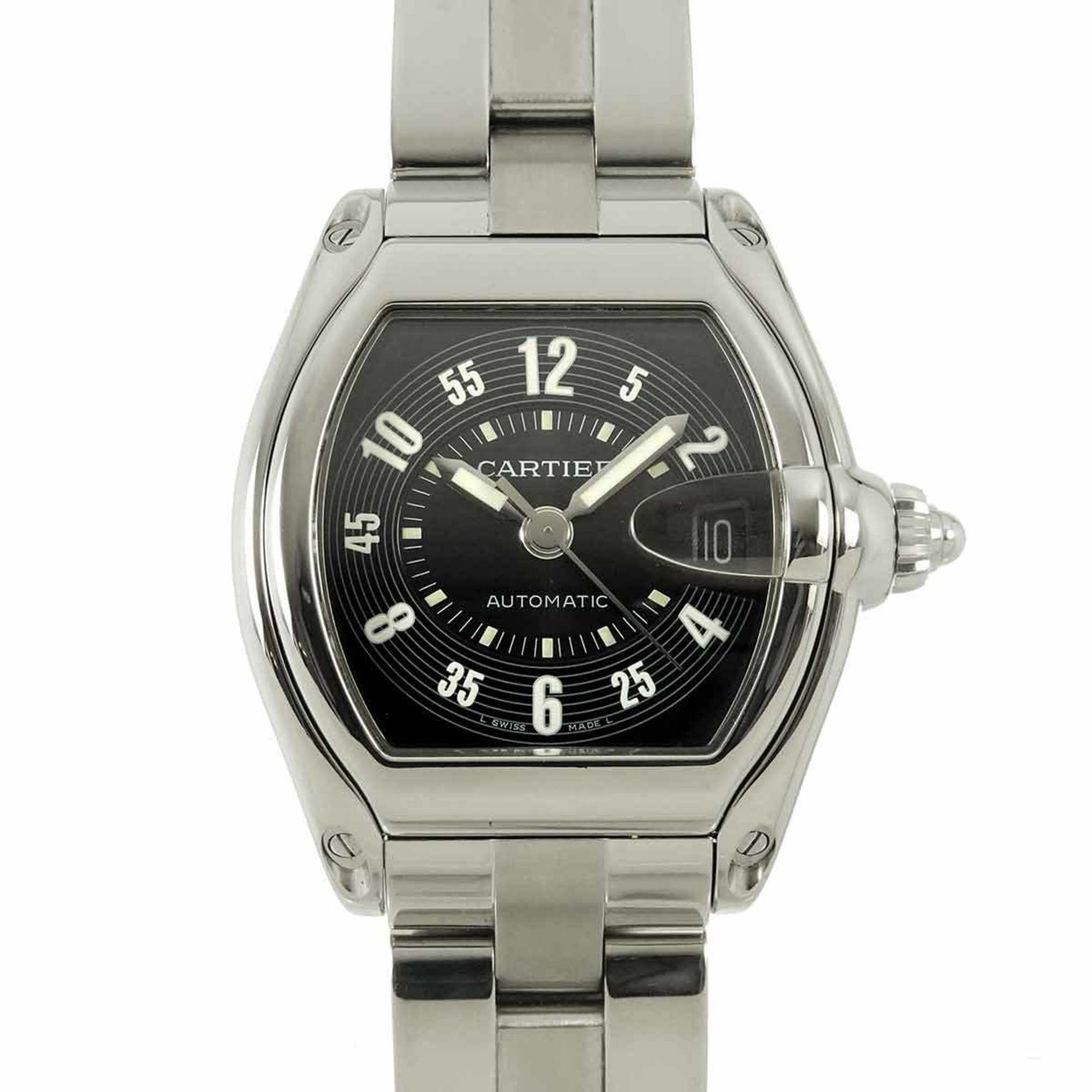 Cartier Roadster LM W62004V3 Men's Watch with Date Display, Black, Automatic Movement