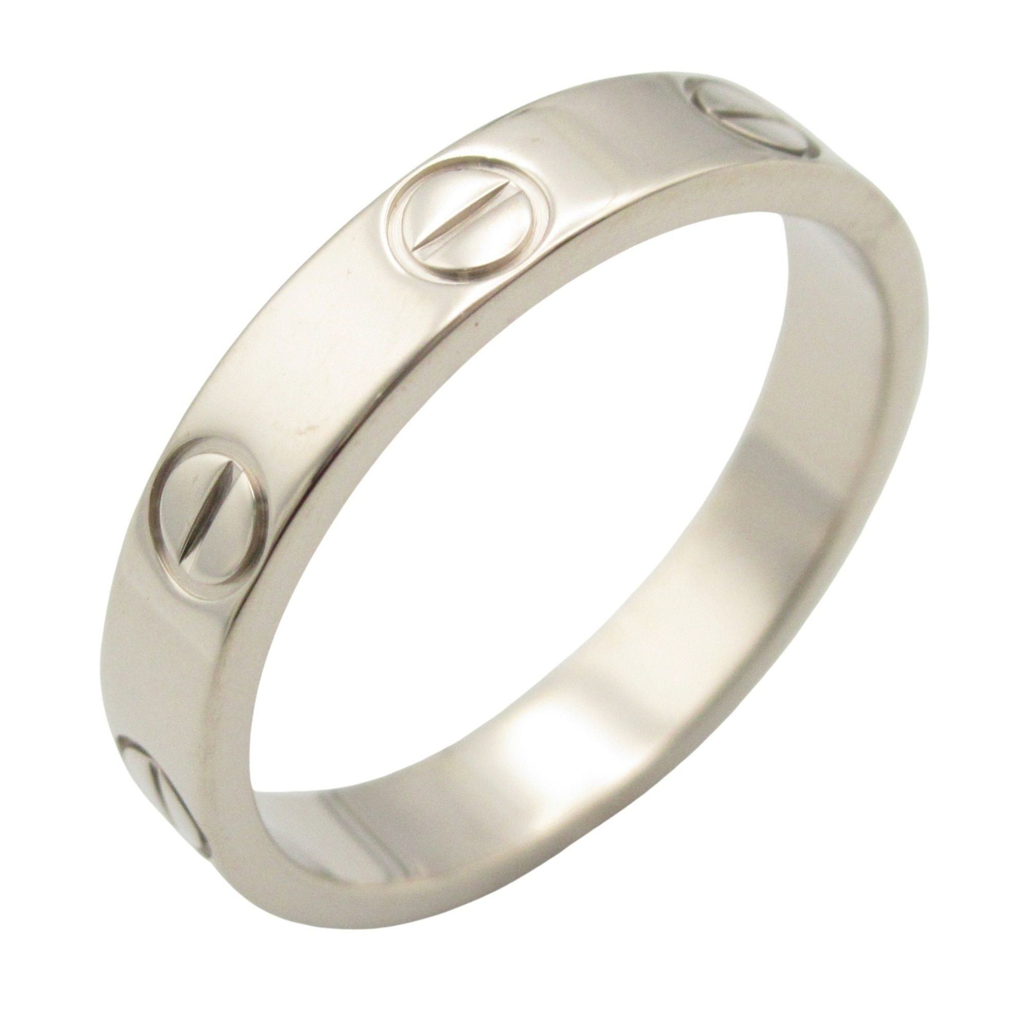 Cartier Mini Love Ring, 18K White Gold (K18WG) for Men and Women, Silver