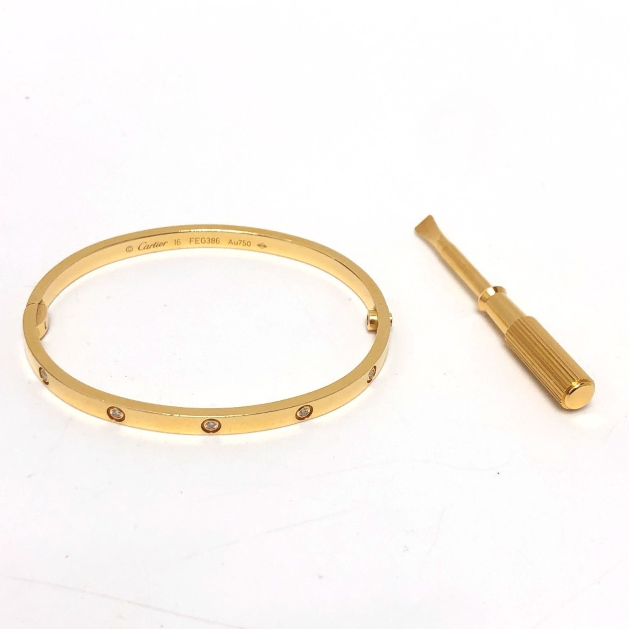 CARTIER New Love Bracelet Small 10P Full Diamond 18KYG Women's Gold