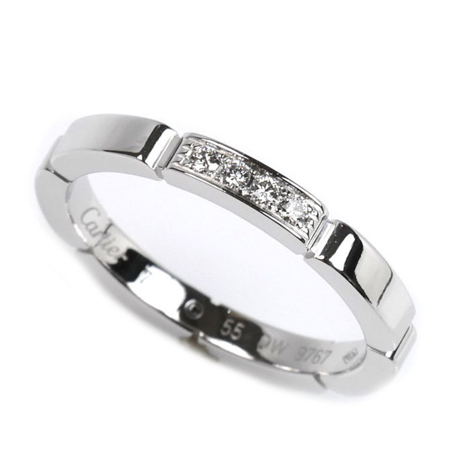 CARTIER 18K White Gold Maillon Panthère 4-Piece Diamond Ring, B4080455, Size 14.5, 55mm, 4.4g, Women