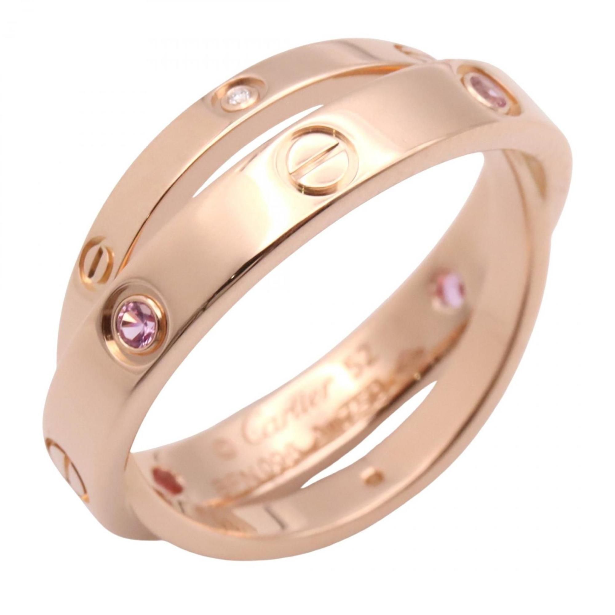 Cartier Be Love Ring with 4 Pink Sapphires and 2 Diamonds, 18K Gold, Clear for Women
