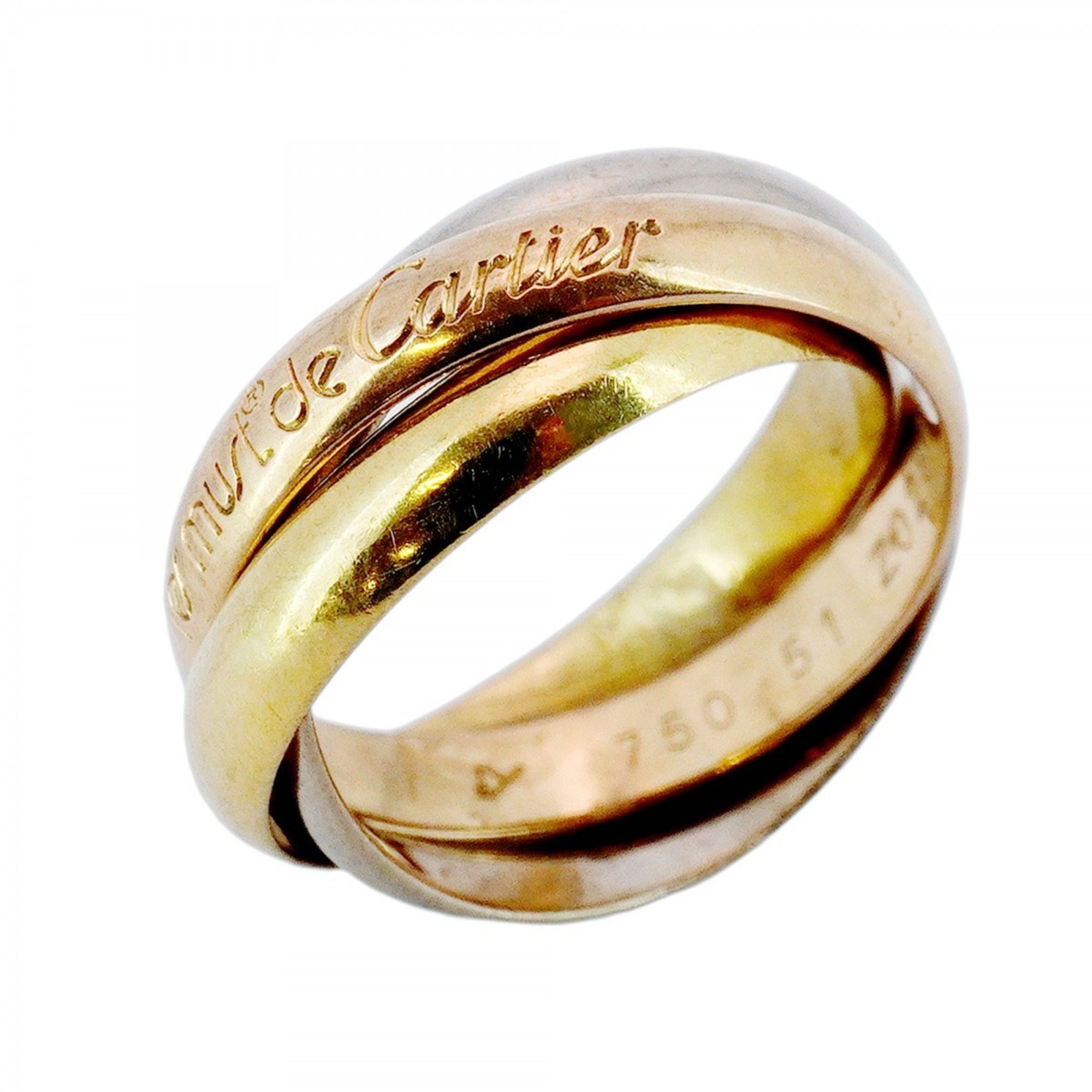 Cartier Trinity Ring, 18K Yellow Gold, White Pink #51, Women's