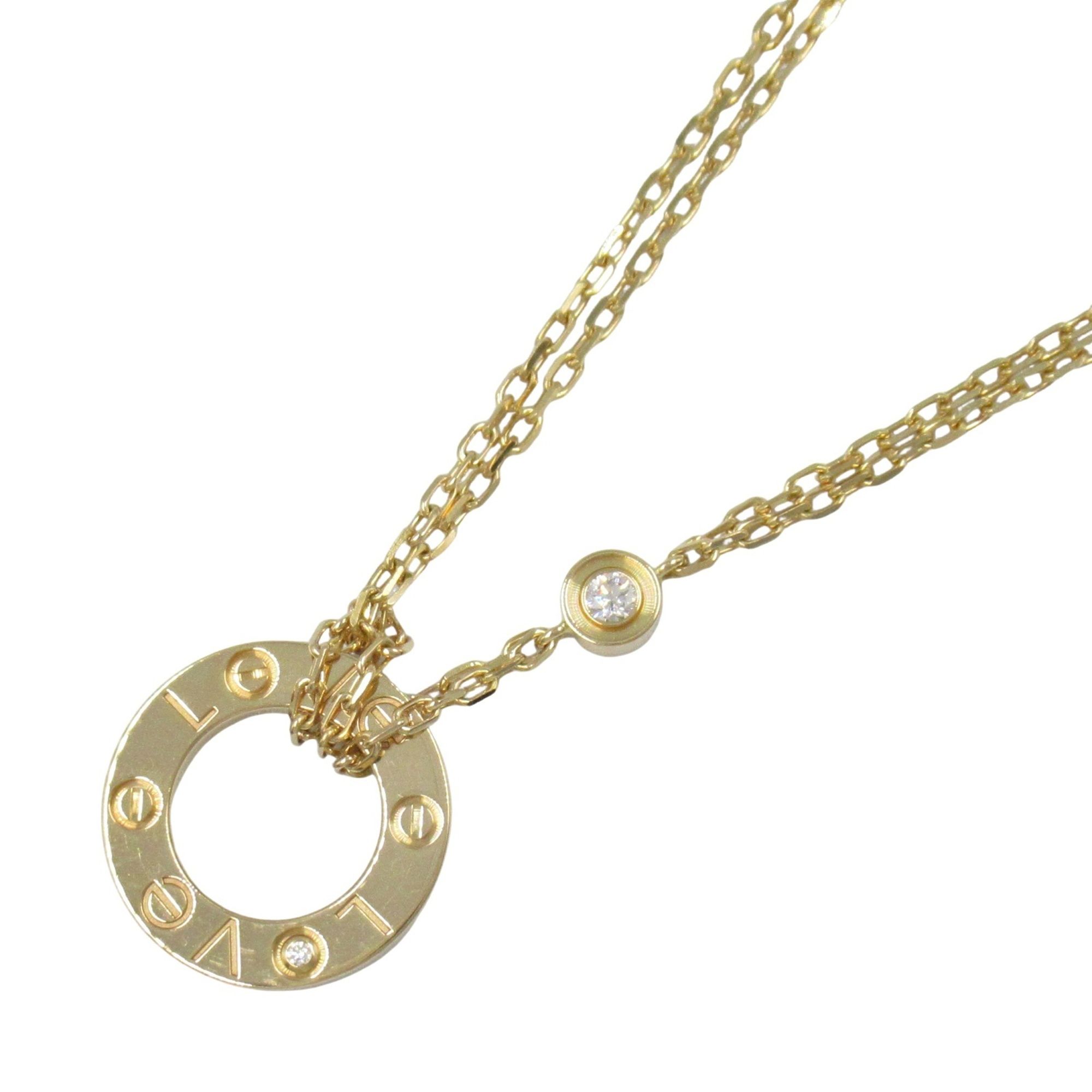 Cartier Love Circle Necklace, 2PD, 18K Yellow Gold with Diamonds, Clear, for Women