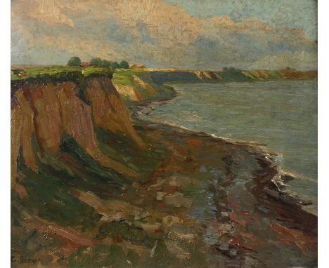Gertrud Berger, "Küste bei Arkona"sommerliche Ansicht der Steilküste bei Kap Arkona auf der Insel Rügen, unter locker bewölkt