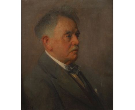 Carl Hansen, "Der bedeutende Pianist ..."Brustbildnis eines älteren grauhaarigen Mannes im Profil, fein lasierende Bildnismal