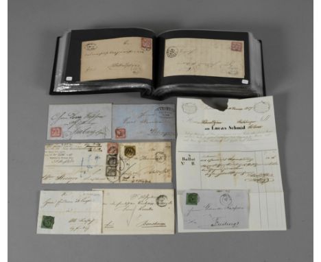 Konvolut alte Belege Badenca. 100 Stück, davon ca. 50 von 1853 bis 1868, mit 1-, 3-, 6- und 9-Kreuzer-Marken in verschiedenen