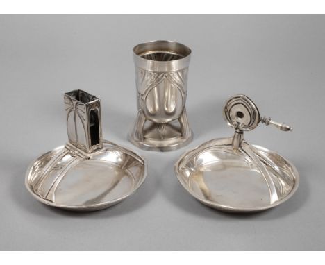 Silber Rauchset Bruckmann &amp;amp; Söhneum 1903, Silber gestempelt Halbmond, Krone, 800, Herstellermarke Adler für Bruckmann