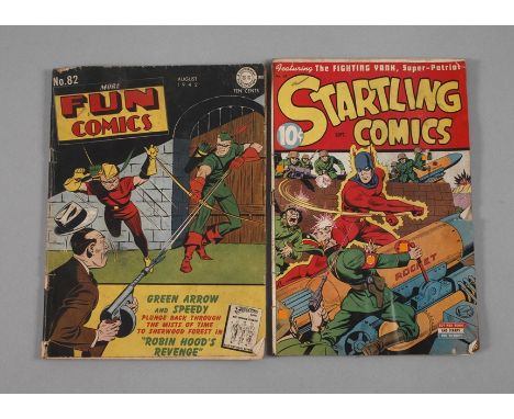 Zwei Comic-Hefte AmerikaStartling Comics, No. 29, mit den Geschichten von Pyroman, The Fighting Yank, Captain Future, The Fou