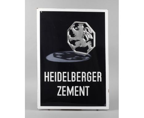 Emailleschild Heidelberger ZementMitte 20. Jh., gemarkt Boos &amp;amp; Hahn Ortenberg-Baden, Pyro-Email, hochrechteckiges, zw