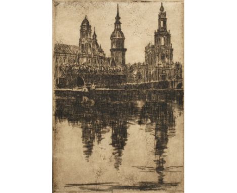 Minni Herzing, Blick über die Elbe in DresdenAnsicht der berühmten Silhouette der Dresdner Altstadt mit der Brühlschen Terras