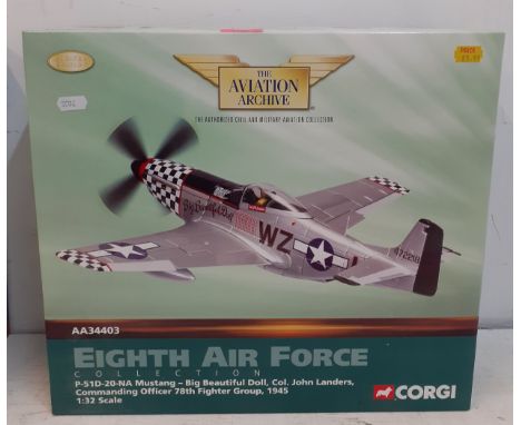 Corgi-Aviation Archive, a limited edition diecast model AA34403, Eighth Air Force Collection P-51D-20-NA Mustang, 1:32 scale,