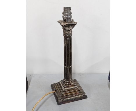 A vintage silver plated lamp in the form of a Corinthian column A/FLocation: 