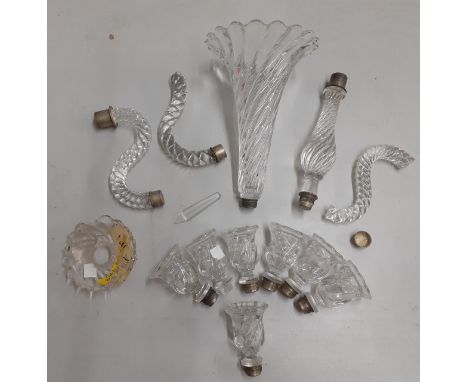 A quantity of 20th Century glass epergne/chandelier replacement accessories originally used for a Baccarat chandelier. Locati