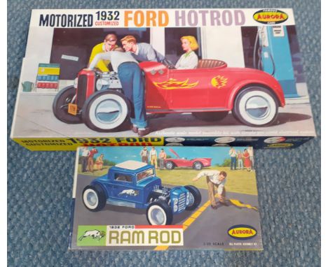 An Aurora plastic model kit of a 1932 motorized and customised Ford Hotrod in original box together with an Aurora 1932 Ford 