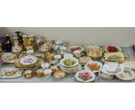 A mixed lot of ceramics to include Carlton ware vase, Victorian Ribbon plates, Crown Ducal wall pocket and tea pot, old hall 