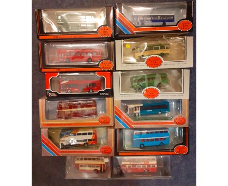 A quantity of mixed Exclusive First Editions boxed diecast model buses, 1:76 scale to include a Daimler CW Utility bus Model 