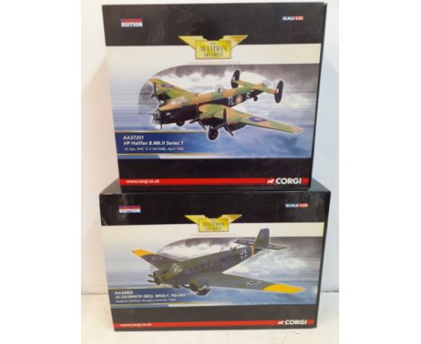 Corgi-Aviation Archive, 2 boxed and limited edition diecast models, scale 1:72, comprising models AA37201 HP Halifax B.MkII S