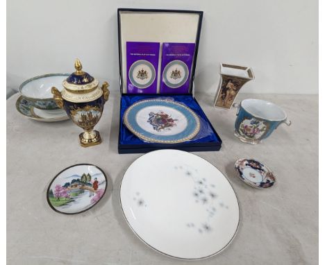 Mixed ceramics to include Coalport Lincoln Cathedral 900th Anniversary urn, a boxed Spode Imperial plate of Persia, Goebel Mu