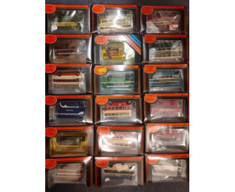 A quantity of Exclusive First Editions boxed diecast model buses, 1:76 scale, to include a Beaties Bristol Lodekka bus 14102,