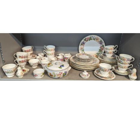 A collection of mixed china cups, saucers, plates and others to include Minton Donovan Bird pattern, Paragon Country Lane, Ro