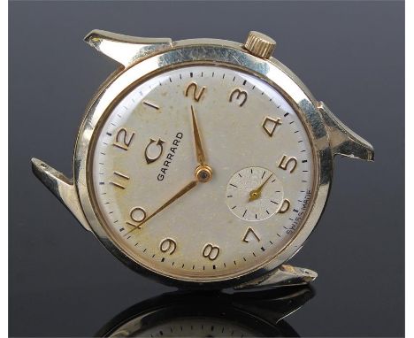 Garrard 9 carat gold gentleman's wristwatch, the signed champagne dial with Arabic hours, subsidiary seconds, the reverse eng