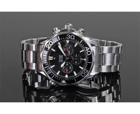 Omega Seamaster Professional Chronometer gentleman's stainless steel wristwatch, the signed black dial with luminous baton ho