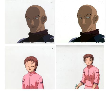Set of 4 Cels: Character: Hanzo / Mito Freecss Series: Hunter x Hunter Studio: Nippon Animation Date: 1999-2001 Condition: Sk