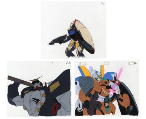 Set of 3 cels: Character: Turn A Gundam Mobile Suit / V2 Gundam and Rig Shokew /Gundam Series: Turn A Gundam / Mobile Suit Vi