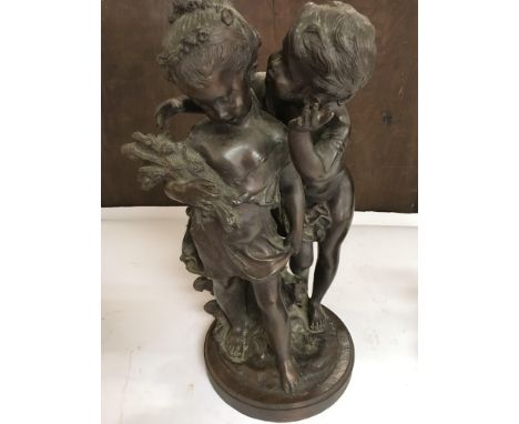 A Bronze Statue of cherubs. Approximate height 43CM.