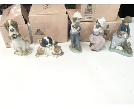 5 x boxed Nao Lladro figures.