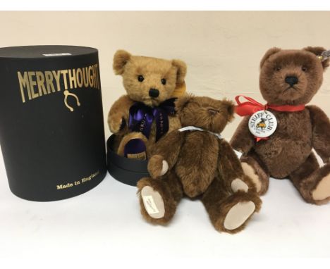 A Steiff club 2001 edition Bear a boxed Merrythought Teddy bear and a Deans Bear (3)