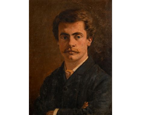 19th century school, A portrait of a gentleman, oil on board, indistinctly inscribed verso, 12.5" x 9.5".