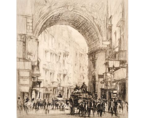 William Walcot R. E. Hon. R. I. B. A. (1874-1943) Scottish, 'Arc San Carlo - Naples', Drypoint with plate tone, signed in pen