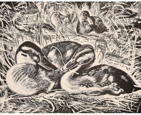 Barbara Lawrence (20th century) 'Shalford Mill 42/75', and another of 'Mallards, Poole Harbour' by Norah Lee-Jones, wood engr
