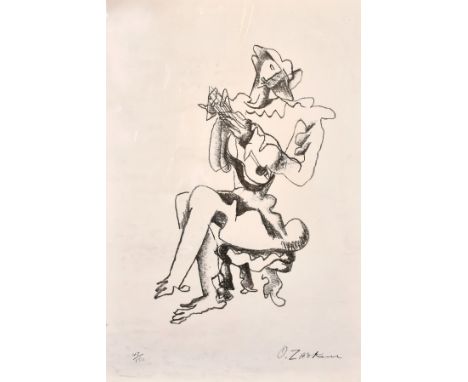Ossip Zadkine (1890-1967) French/Russian, Abstract study of a figure playing a guitar, Lithograph, signed and numbered in pen