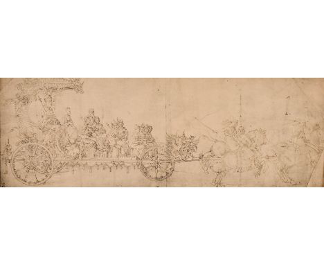 A print of an old master drawing, with blindstamp, 7.75" x 18.5", (unframed).