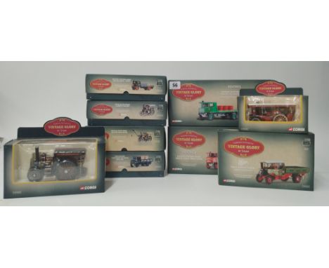 Corgi, Vintage Glory of Steam 'Fowler B6 Road Engine - 'Lafayette War Dept' model, with 8 additional models, boxed. (9)