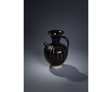 A Chinese Northern 'cizhou' ribbed black-glazed ewer, Northern Song dynasty (960-1127) or Jin dynasty (1115-1234), 12th/13th 