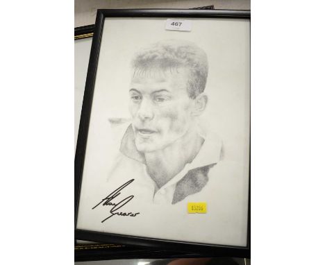 Two signed photographs of Alan Shearer of Newcastle United F.C., each mounted with name plaque, in silvered frame; together w