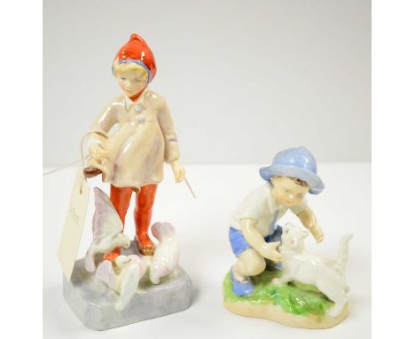 A Royal Worcester figure of "November", modelled by F.G. Doughty, approximately 18.5cms high; together with a Royal Worcester