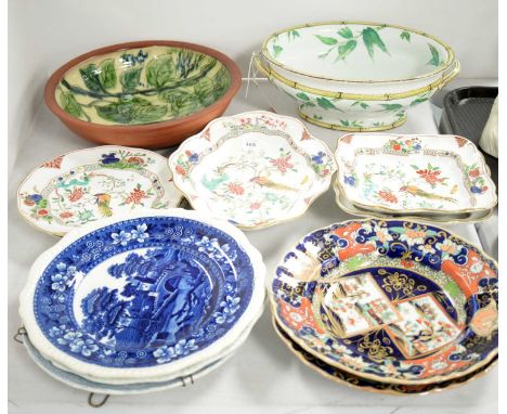 A selection of decorative ceramics, including: a 'Meadow Cottage' Studio Pottery bowl, by T. Thomas, Berwick upon Tweed, with