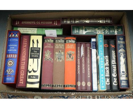 A collection of Folio Society history books, including: Byzantium Folio Society three volume set; British Myths &amp; Legends