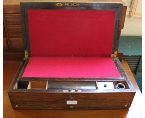 A 19th century rosewood writing slope with mother of pearl inlay, fitted interior, 46cm x25cm