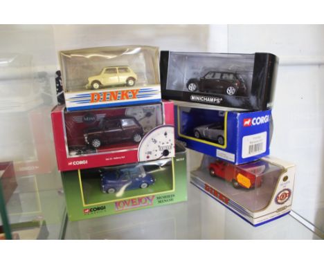 Corgi Classics, Lovejoy Morris Minor, mint and boxed; Corgi mini 40 mulberry red, together with four other Dinky, Corgi and o